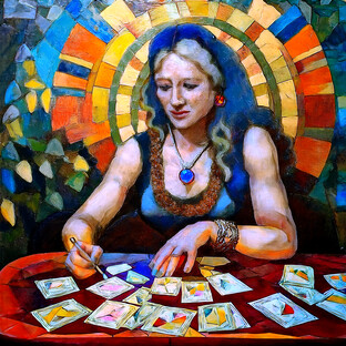 Woman reading tarot cards